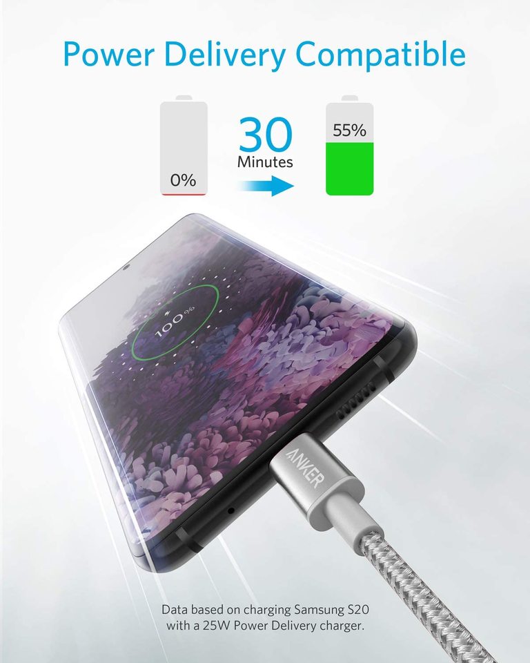 Anker charging cable with Power Delivery for fast charging