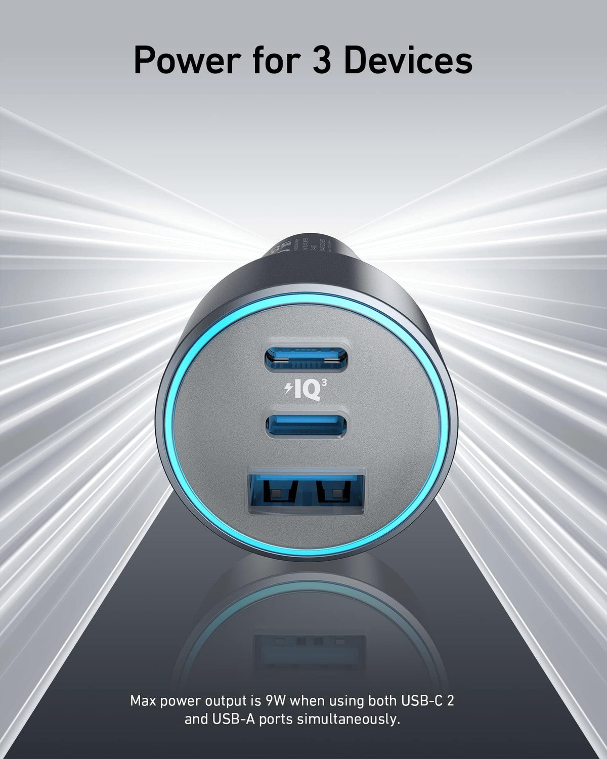Anker power adapter with three USB ports for charging