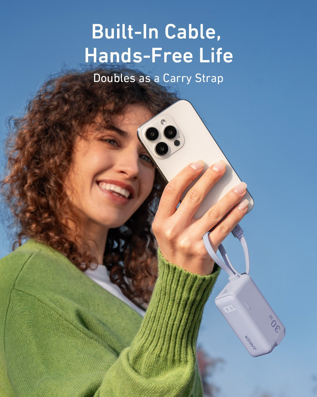 Anker Power Bank (30W, 5k, Fusion, Built-In USB-C Cable)