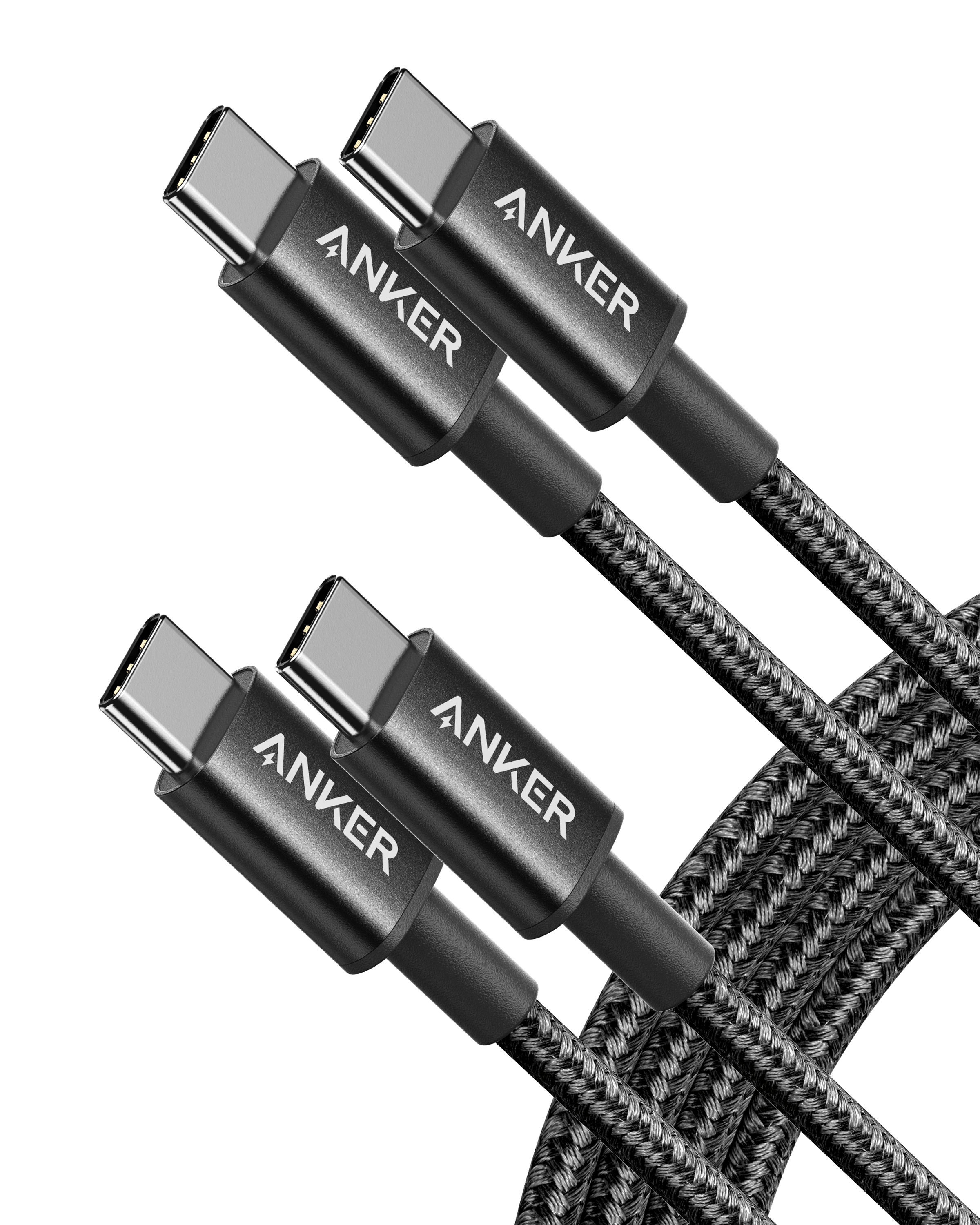 2-Pack Anker New Nylon USB-C to USB-C Cable (3 ft / 6 ft, 60W)